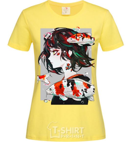 Women's T-shirt Anime fish and girl cornsilk фото