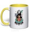Mug with a colored handle Gone with the ghosts yellow фото