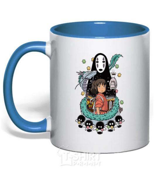 Mug with a colored handle Gone with the ghosts royal-blue фото