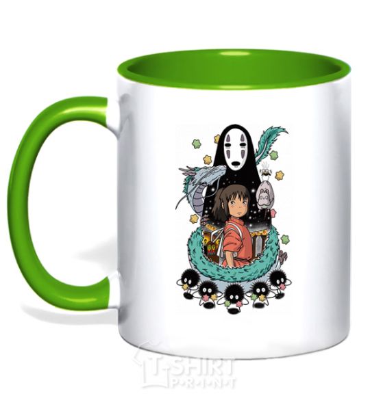 Mug with a colored handle Gone with the ghosts kelly-green фото