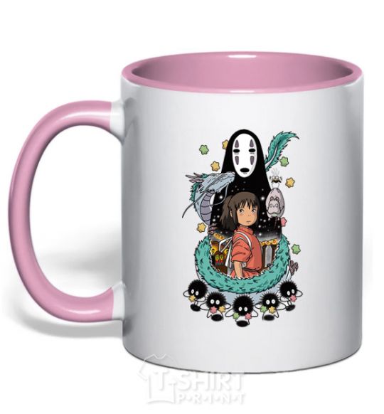 Mug with a colored handle Gone with the ghosts light-pink фото