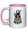 Mug with a colored handle Gone with the ghosts light-pink фото
