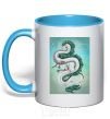 Mug with a colored handle Haku the dragon sky-blue фото