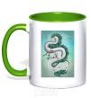 Mug with a colored handle Haku the dragon kelly-green фото