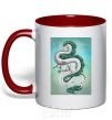 Mug with a colored handle Haku the dragon red фото