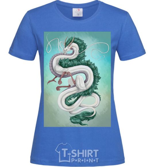 Women's T-shirt Haku the dragon royal-blue фото