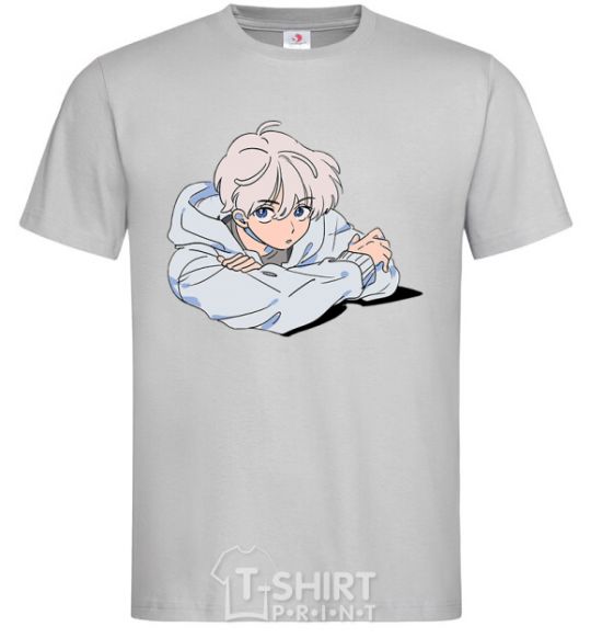 Men's T-Shirt Anime art boy grey фото