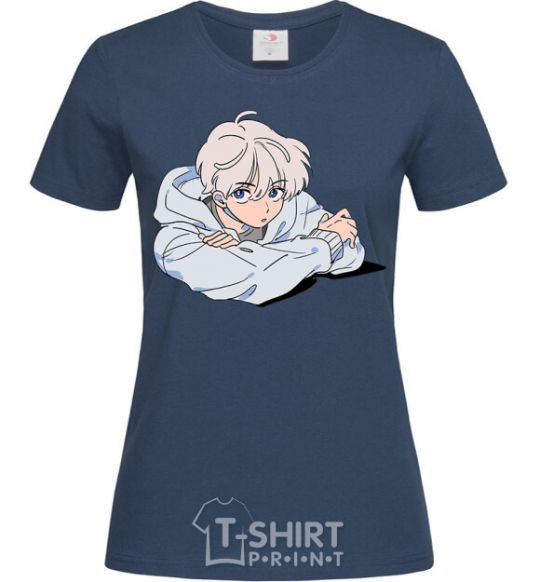 Women's T-shirt Anime art boy navy-blue фото