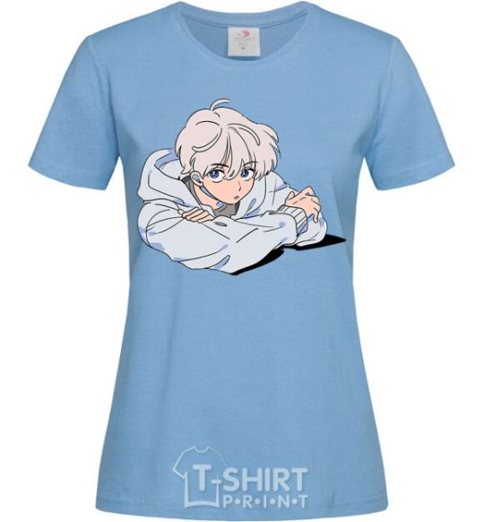 Women's T-shirt Anime art boy sky-blue фото