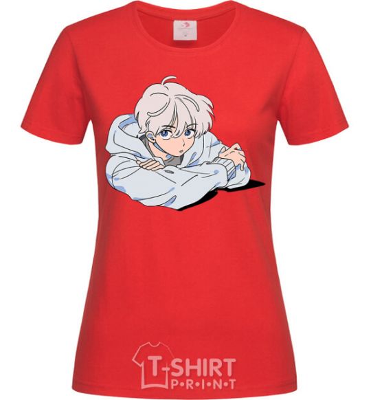 Women's T-shirt Anime art boy red фото