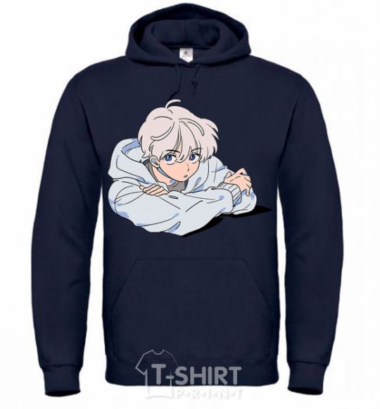 Men`s hoodie Anime art boy navy-blue фото