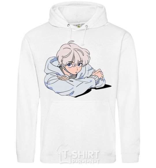 Men`s hoodie Anime art boy White фото