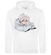 Men`s hoodie Anime art boy White фото