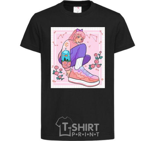 Kids T-shirt Anime girl art black фото