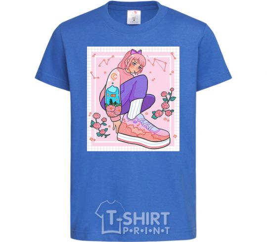 Kids T-shirt Anime girl art royal-blue фото