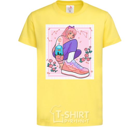 Kids T-shirt Anime girl art cornsilk фото