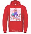 Men`s hoodie Anime girl art bright-red фото
