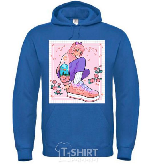 Men`s hoodie Anime girl art royal фото