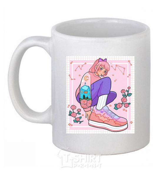 Ceramic mug Anime girl art White фото