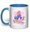Mug with a colored handle Anime girl art royal-blue фото