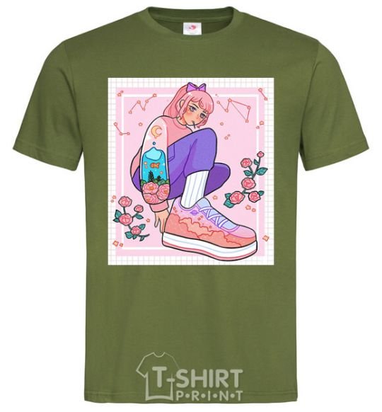 Men's T-Shirt Anime girl art millennial-khaki фото