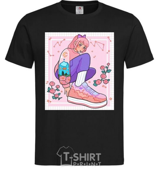 Мужская футболка Anime girl art Черный фото