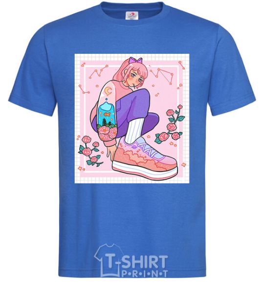 Men's T-Shirt Anime girl art royal-blue фото