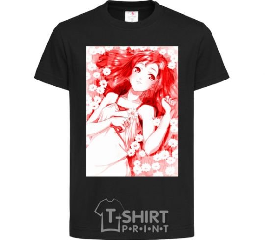 Kids T-shirt Girl anime art red black фото