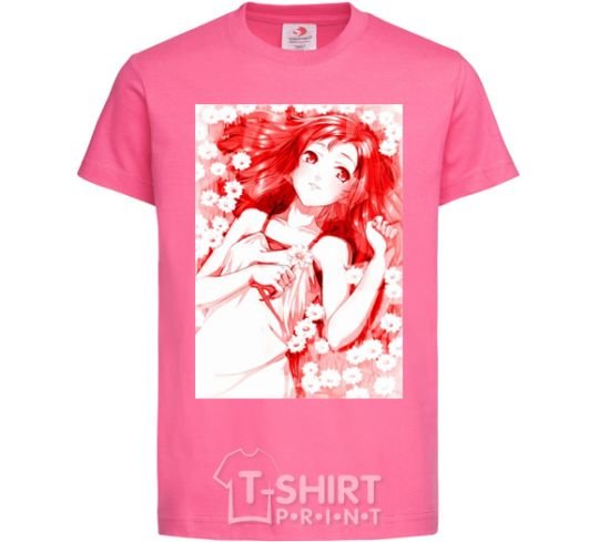 Kids T-shirt Girl anime art red heliconia фото