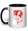 Mug with a colored handle Girl anime art red black фото