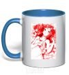 Mug with a colored handle Girl anime art red royal-blue фото