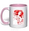 Mug with a colored handle Girl anime art red light-pink фото