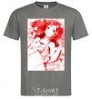 Men's T-Shirt Girl anime art red dark-grey фото