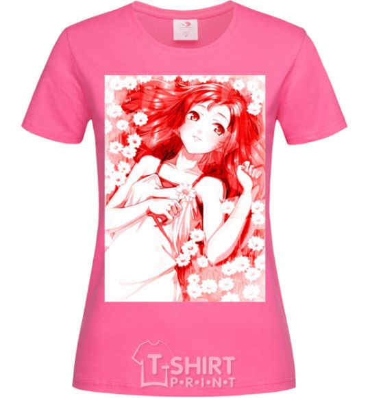 Women's T-shirt Girl anime art red heliconia фото