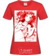 Women's T-shirt Girl anime art red red фото