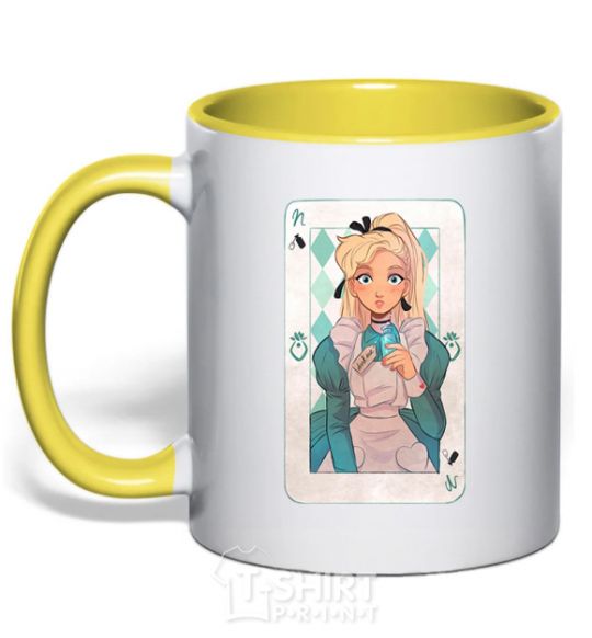 Mug with a colored handle Sleeping Beauty anime yellow фото