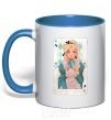 Mug with a colored handle Sleeping Beauty anime royal-blue фото