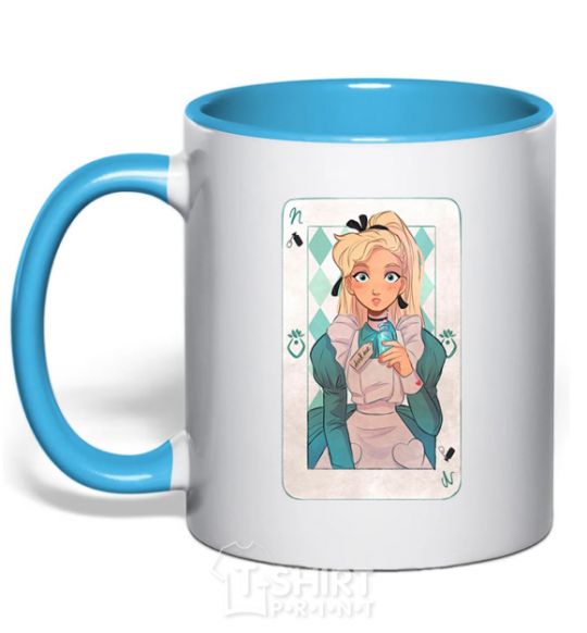 Mug with a colored handle Sleeping Beauty anime sky-blue фото