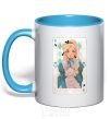 Mug with a colored handle Sleeping Beauty anime sky-blue фото
