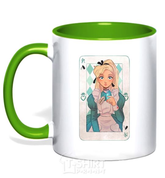 Mug with a colored handle Sleeping Beauty anime kelly-green фото