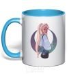 Mug with a colored handle Sailor Moon drawing sky-blue фото