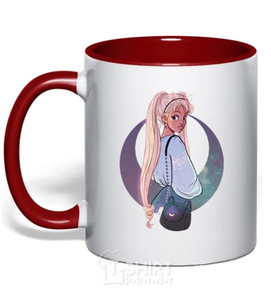 Mug with a colored handle Sailor Moon drawing red фото