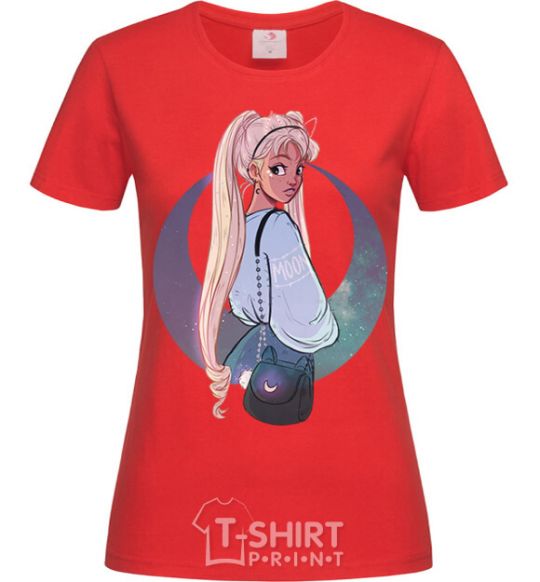 Women's T-shirt Sailor Moon drawing red фото