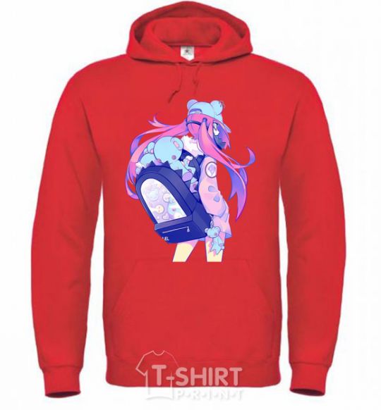 Men`s hoodie Girl's anime back bright-red фото