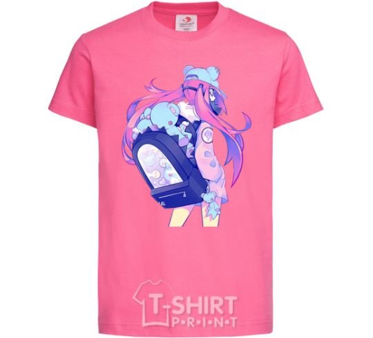 Детская футболка Девушка аниме спина Ярко-розовый фото