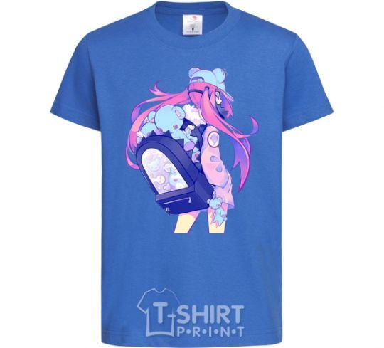 Kids T-shirt Girl's anime back royal-blue фото