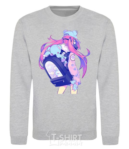 Sweatshirt Girl's anime back sport-grey фото