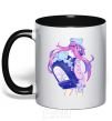 Mug with a colored handle Girl's anime back black фото