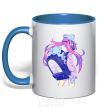 Чашка с цветной ручкой Девушка аниме спина Ярко-синий фото