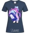 Women's T-shirt Girl's anime back navy-blue фото